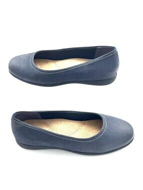NEW Trotters Women's 8.5 Navy Leather Darcey Ballet Flats Free Ship MSRP$86